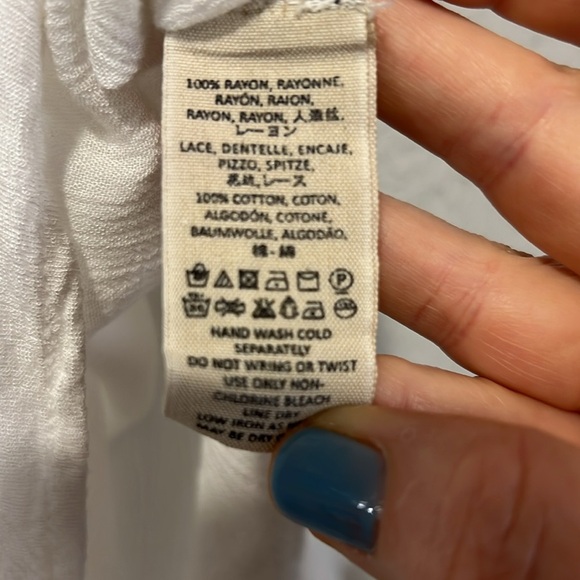 Free People Katie Bird White Lace Inlet long sleeve button down top size XS - Picture 14 of 16